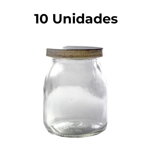 Imagem de Kit 10 Frascos Vidro Cilíndrico 150ml C/ Tampa Sais de Banho - Cristal