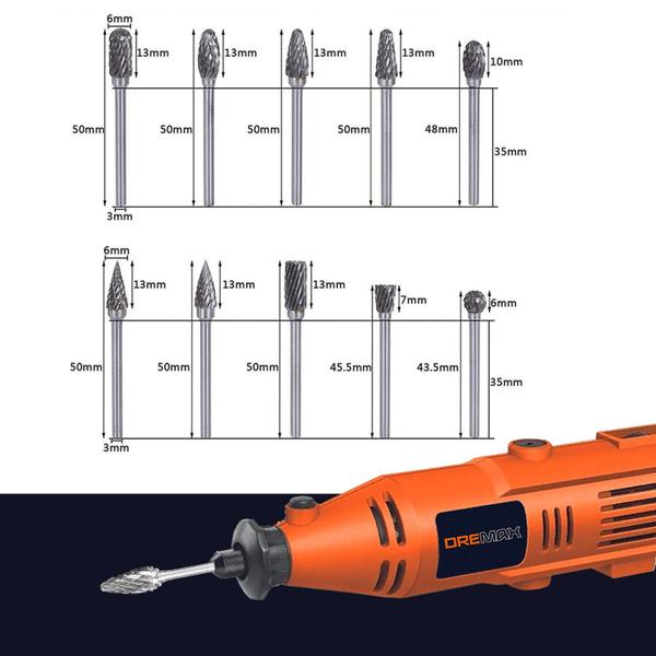 Imagem de Kit 10 Fresa Corte Duplo Haste 3Mm Tungstênio Micro Retífica