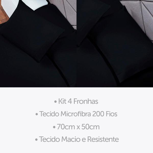 Imagem de Kit 10 Fronhas 70 X 50 Soft Capa Travesseiro Envelope Preto