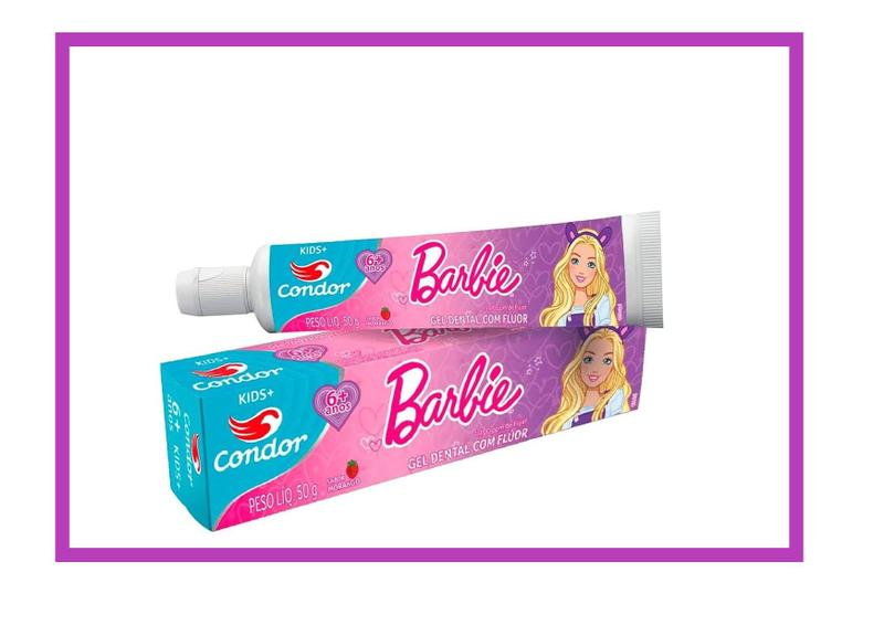 Imagem de Kit 10 Gel Dental Com flúor Barbie Sabor Morango - Condor