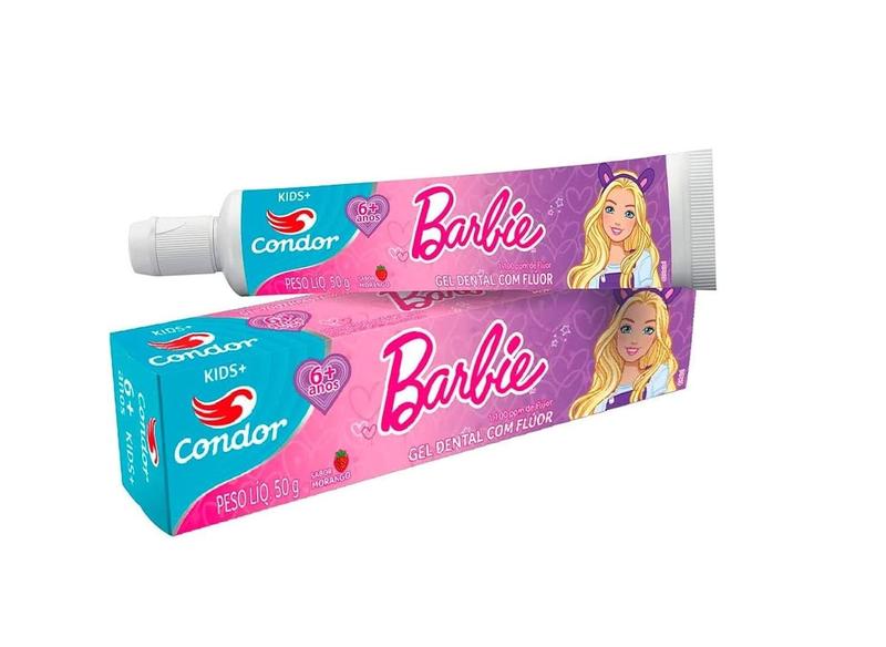 Imagem de Kit 10 Gel Dental Com flúor Barbie Sabor Morango - Condor