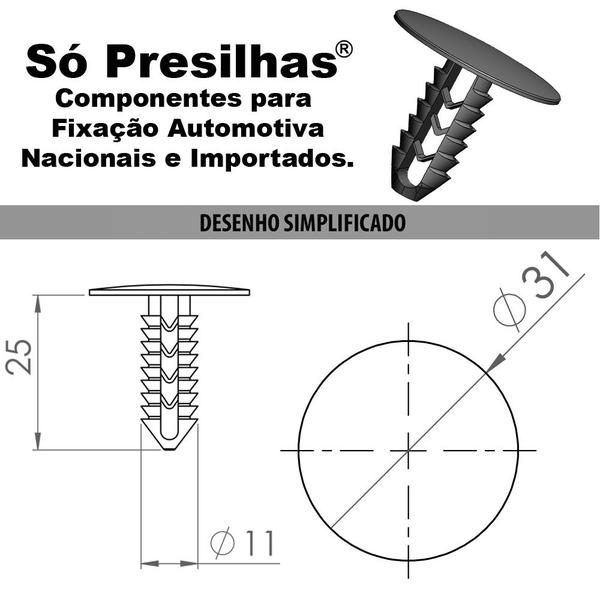 Imagem de Kit 10 Grampos Presilhas Cinza Forro do Teto Master 2005 2006 2007 2008 2009 2010 2011 2012 2013 2014 2015