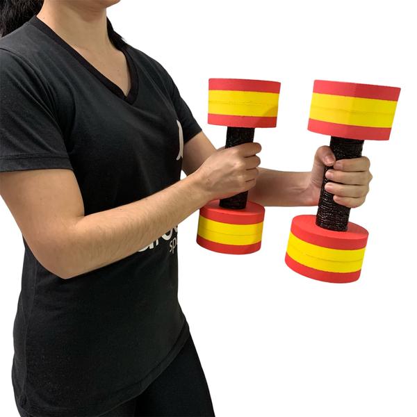 Kit 10 Halteres de Hidroginástica Redondo em EVA DF4015-VM 1-2Kg Vermelho/Amarelo Dafoca Sports Imagem de Kit 10 Halteres de Hidroginástica Redondo em EVA DF4015-VM 1-2Kg Vermelho/Amarelo Dafoca Sports