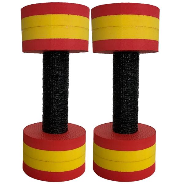 Kit 10 Halteres de Hidroginástica Redondo em EVA DF4015-VM 1-2Kg Vermelho/Amarelo Dafoca Sports Imagem de Kit 10 Halteres de Hidroginástica Redondo em EVA DF4015-VM 1-2Kg Vermelho/Amarelo Dafoca Sports