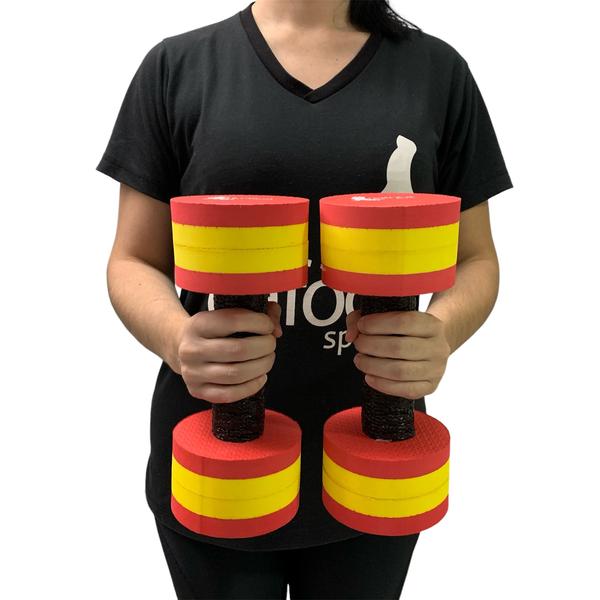 Kit 10 Halteres de Hidroginástica Redondo em EVA DF4015-VM 1-2Kg Vermelho/Amarelo Dafoca Sports Imagem de Kit 10 Halteres de Hidroginástica Redondo em EVA DF4015-VM 1-2Kg Vermelho/Amarelo Dafoca Sports