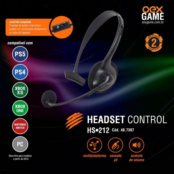 Imagem de Kit 10 Headset Gamer Control Oex Hs212 Multiplataforma Preto