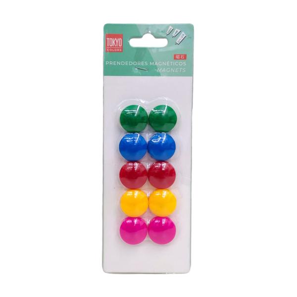 Kit 10 Imãs Bolinhas Mural Geladeira Prendedores Magnéticos - Tokyo Colors Imagem de Kit 10 Imãs Bolinhas Mural Geladeira Prendedores Magnéticos