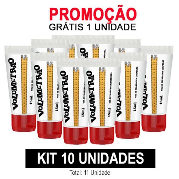 Imagem de Kit 10 Incha Pênis Volumetrão Gel Vasodilatador Retarda a Ejaculação 15ml - GRÁTIS 1 UNIDADE