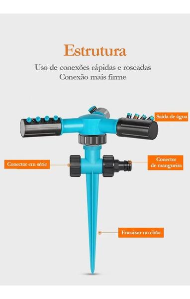 Imagem de Kit 10 Irrigador Aspersor 360 Jatos Grama Jardins Horta