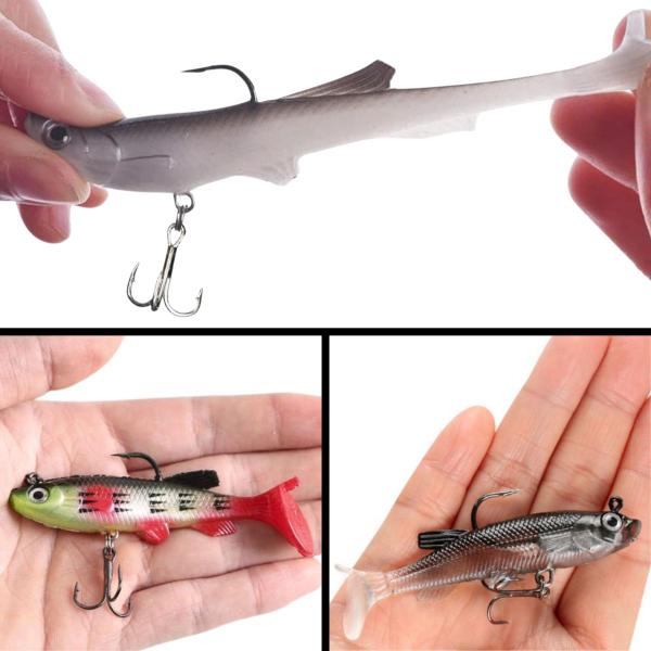 Imagem de Kit 10 Iscas Artificiais 6 seguimentos + isca soft shad