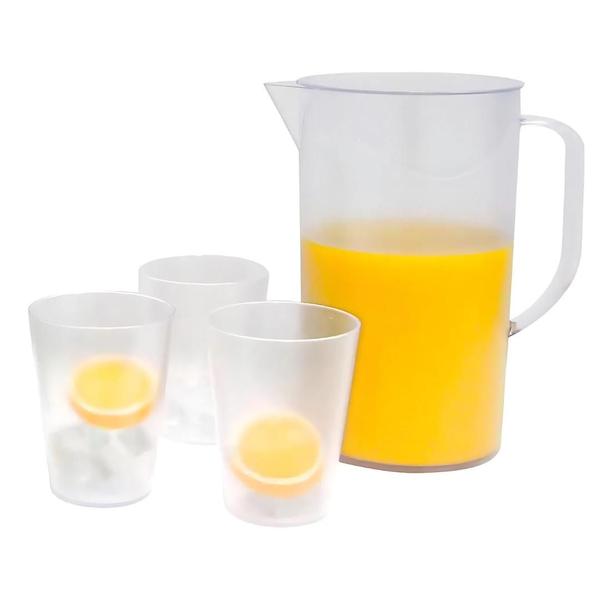 Imagem de Kit 10 Jarra 2 litros Acrílico Transparente Reforçada Suco Água Refresco Minimalista Coza