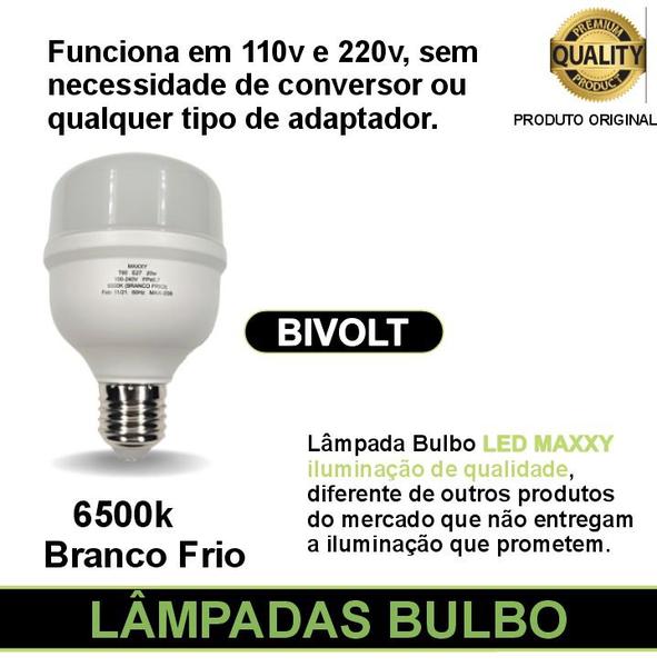 Imagem de Kit 10 Lâmpada 20w LED Bulbo Branco Frio 6500k Luz Branca Bivolt 110v 220v Soquete E27