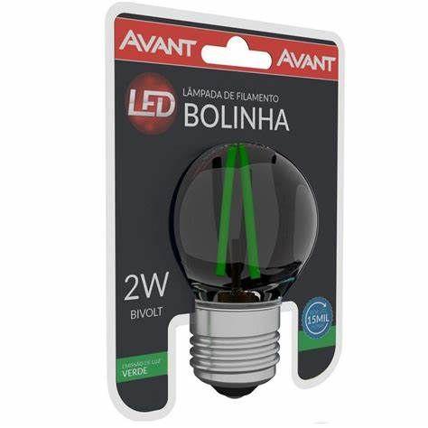kit 10 Lâmpada Bolinha Filamento Led 2W E27 Verde-Avant Imagem de kit 10 Lâmpada Bolinha Filamento Led 2W E27 Verde-Avant