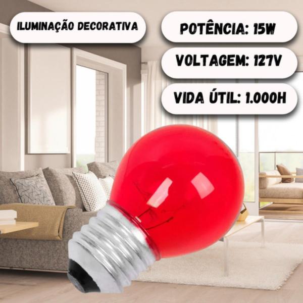 Imagem de Kit 10 Lâmpada Bolinha Led 15w  E27 Bulbo Lustre Espelho