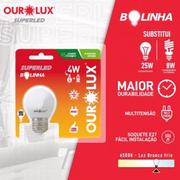 Imagem de Kit 10 lampada bolinha led 4w e-27 bivolt 6500k branco frio