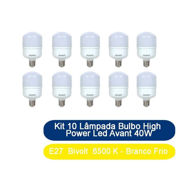 Imagem de Kit 10 Lâmpada Bulbo High Power Led Avant 40W E27 Bivolt 6500 K - Branco Frio