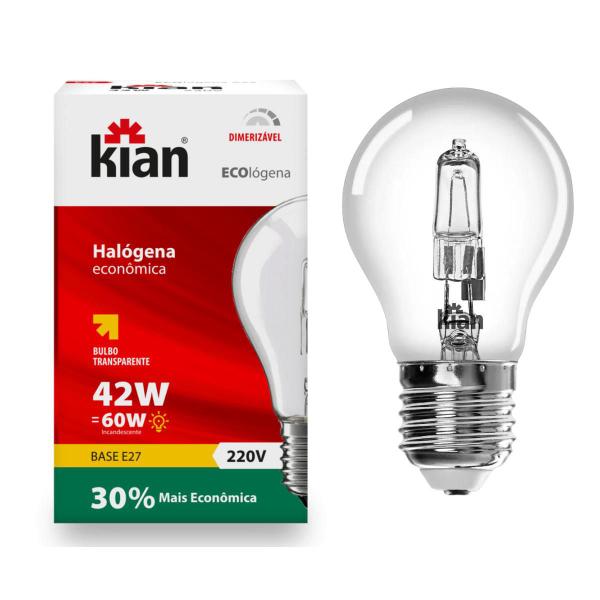 Imagem de Kit 10 Lâmpada Halógena Incandescente Econômica 42W=60W E27