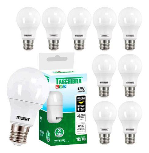 Imagem de Kit 10 Lâmpada Led 12w Bulbo 6500k Branco Frio 110/220V