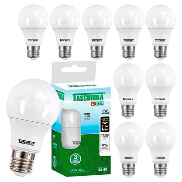 Imagem de Kit 10 Lâmpada Led 9w Bulbo 6500k Branco Frio 110/220V