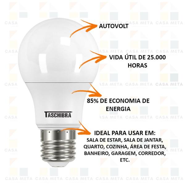 Imagem de Kit 10 Lâmpada Led 9w Bulbo 6500k Branco Frio 110/220V