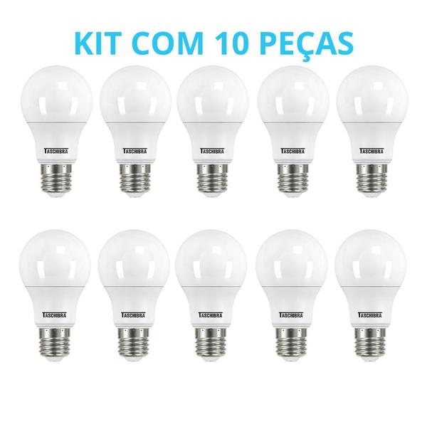 Imagem de Kit 10 Lâmpada Led 9w Bulbo Soquete E27 Bivolt 4000k - Taschibra