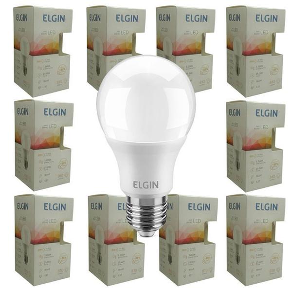 Imagem de Kit 10 Lampada Led 9w Elgin  Bulbo 6500k Branco Frio