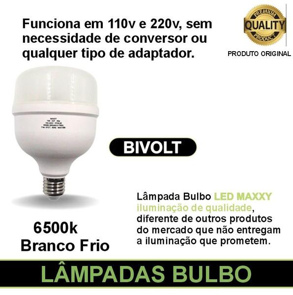 Imagem de Kit 10 Lâmpada Led Bulbo 40w 6500k Luz Branca Bivolt E27