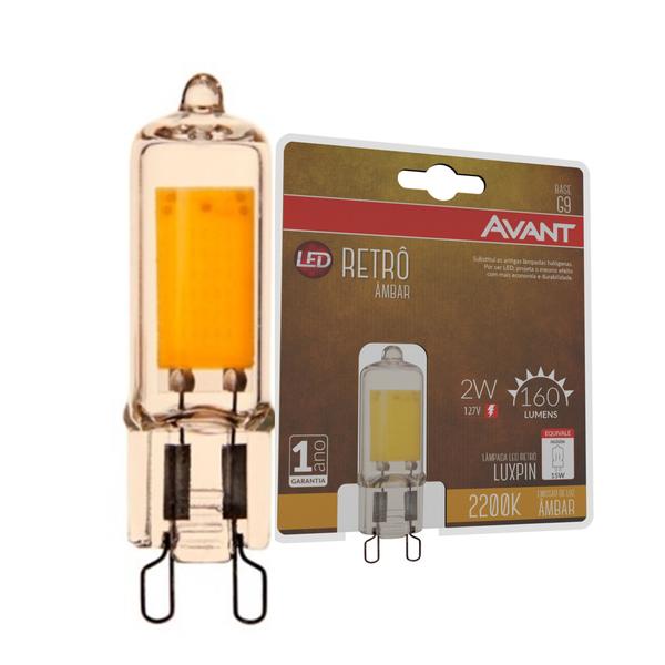 Imagem de Kit 10 Lampada Led Halopin G9 2w 127v Retro 2200K Ambar Luxpin