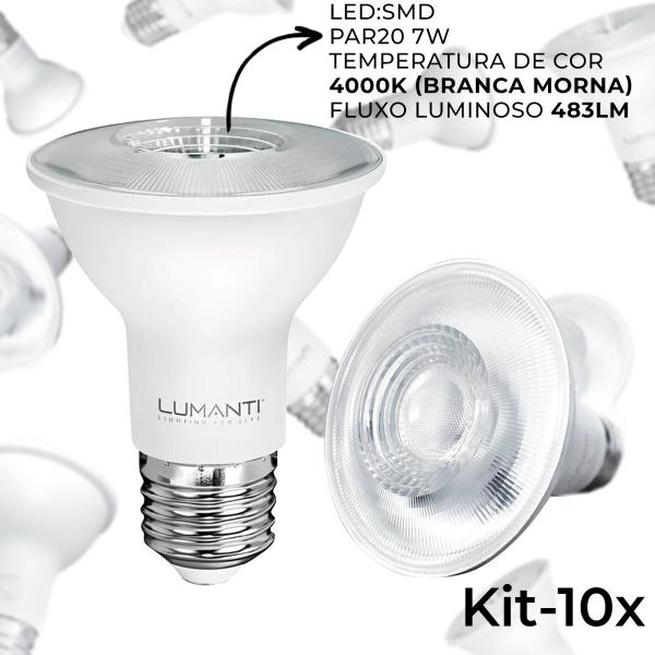 Imagem de Kit 10 Lâmpada Par20 Led 7w 6500k Soquete E27 Bivolt