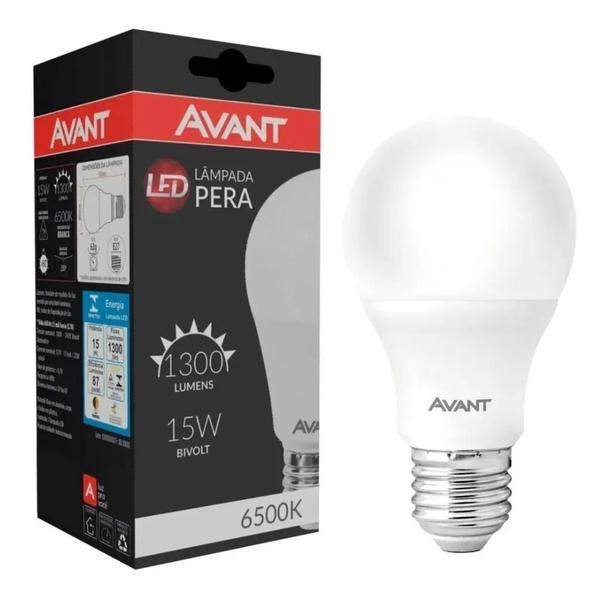 Kit 10 Lampada Pera Led Bulbo 15w E27 Branco Frio 6500k - Avant Imagem de Kit 10 Lampada Pera Led Bulbo 15w E27 Branco Frio 6500k