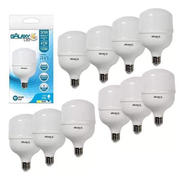 Imagem de Kit 10 Lampadas 20w Branco Frio 6500k Bivolt E27 Led Alta Potencia 1600Lm Original Galaxy