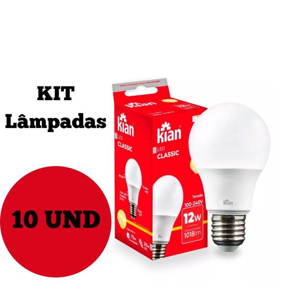 Imagem de Kit 10 lâmpadas bulbo LED 12w - kian