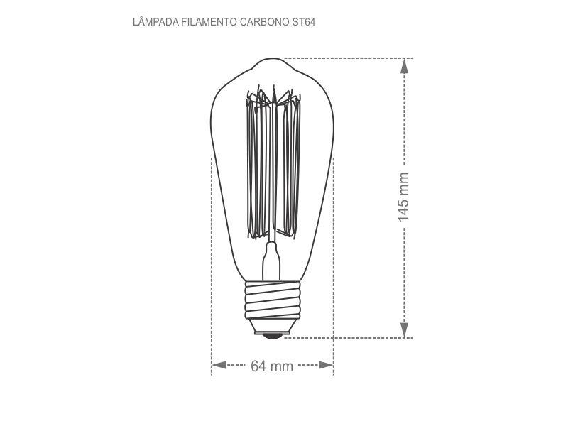 Imagem de Kit 10 lâmpadas filamento de carbono taschibra st64 40w