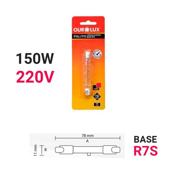 Imagem de Kit 10 Lâmpadas Halógena Palito 150W 220V 01301