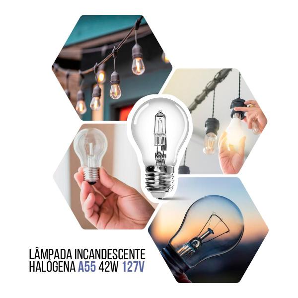 Imagem de Kit 10 Lâmpadas Incandescente Halógena A55 42w 127v