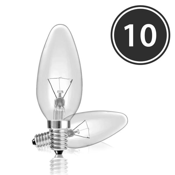 Imagem de Kit 10 Lâmpadas Incandescentes Vela Lisa Clara VL-35 E-12 40W 127V Toplux