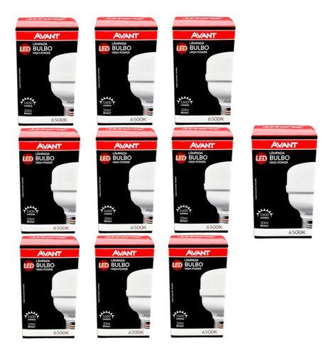 Kit 10 Lâmpadas Led 20w Bulbo 6500k Luz Branca Avant Luz Branco-frio Imagem de Kit 10 Lâmpadas Led 20w Bulbo 6500k Luz Branca Avant Luz Branco-frio