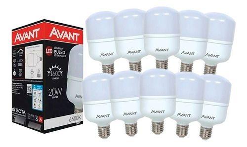 Kit 10 Lâmpadas Led 20w Bulbo 6500k Luz Branca Avant Luz Branco-frio Imagem de Kit 10 Lâmpadas Led 20w Bulbo 6500k Luz Branca Avant Luz Branco-frio