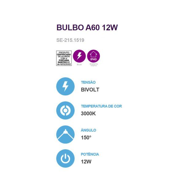 Imagem de Kit 10 Lâmpadas LED Bulbo 12w 3000k Branco Quente - Save Energy