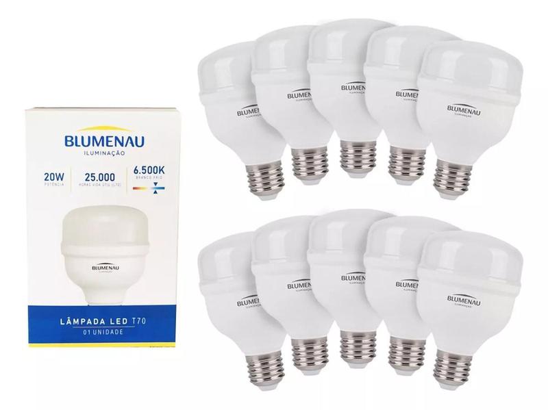 Imagem de Kit 10 Lâmpadas LED Bulbo 20w 6500k Branco Frio - Blumenau