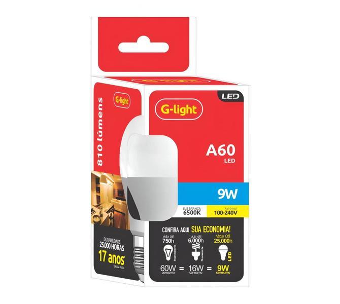 Kit 10 Lâmpadas Led Bulbo 9w E27 Branco Frio Inmetro G-Light Imagem de Kit 10 Lâmpadas Led Bulbo 9w E27 Branco Frio Inmetro G-Light