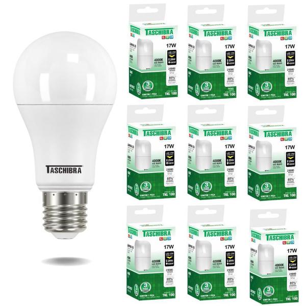 Imagem de Kit 10 Lâmpadas Led Bulbo Tkl 17W Taschibra E27 3000K