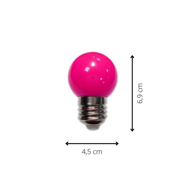 Imagem de Kit 10 Lâmpadas LED G45 Bolinha Colorida Decorativa 1W 110V