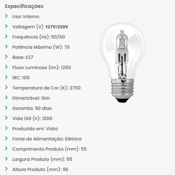 Imagem de Kit 10 Lâmpadas Para Estufa Churrasqueira Halógena A55 127V