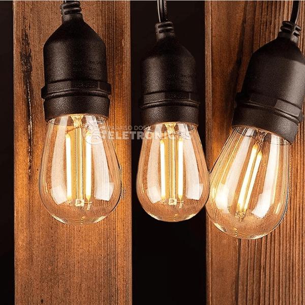 Imagem de Kit 10 Lâmpadas S14 Led Retrô 2w Econômica 180 Lumens Impermeável Alimentação 110V 61563