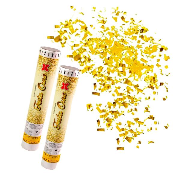 Imagem de Kit 10 Lança Confetes Dourado festa aniversário eventos 30cm