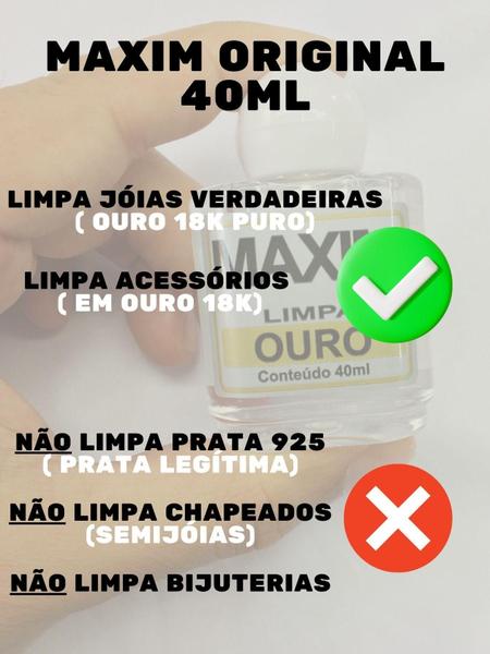 Imagem de Kit 10 Limpa Jóias Verdadeiras Ouro Puro 18K Maxim 40Ml