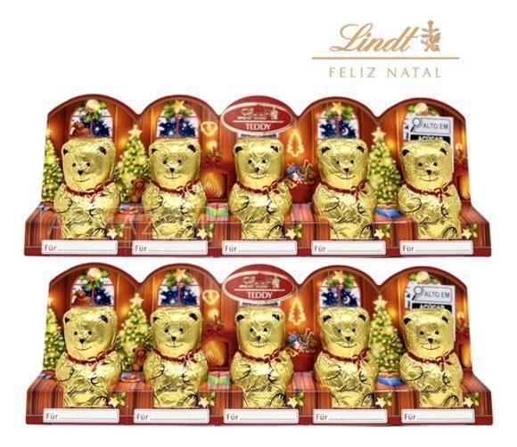 Imagem de Kit 10 Lindt Mini Teddy Natal Chocolate Ao Leite 10G X 10