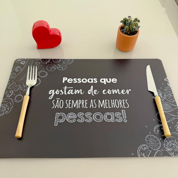 Imagem de Kit 10 Lugar Jogo Americano Retangular Sousplat Supla De Mesa Posta Sala Jantar Cozinha Vegetais Preto