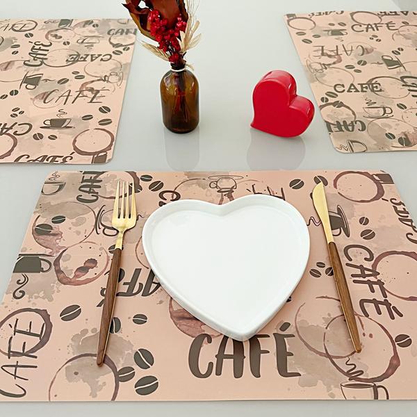 Imagem de Kit 10 Lugar Jogo Americano Retangular Supla De Mesa Posta Jantar Sousplat Decoração Estampa Café